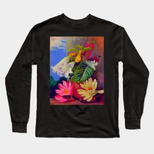 'Flowers Cultivated in the Botanic Garden, Rio Janeiro, Brazil' by Marianne North REMASTERED TECHNICOLOR Long Sleeve T-Shirt